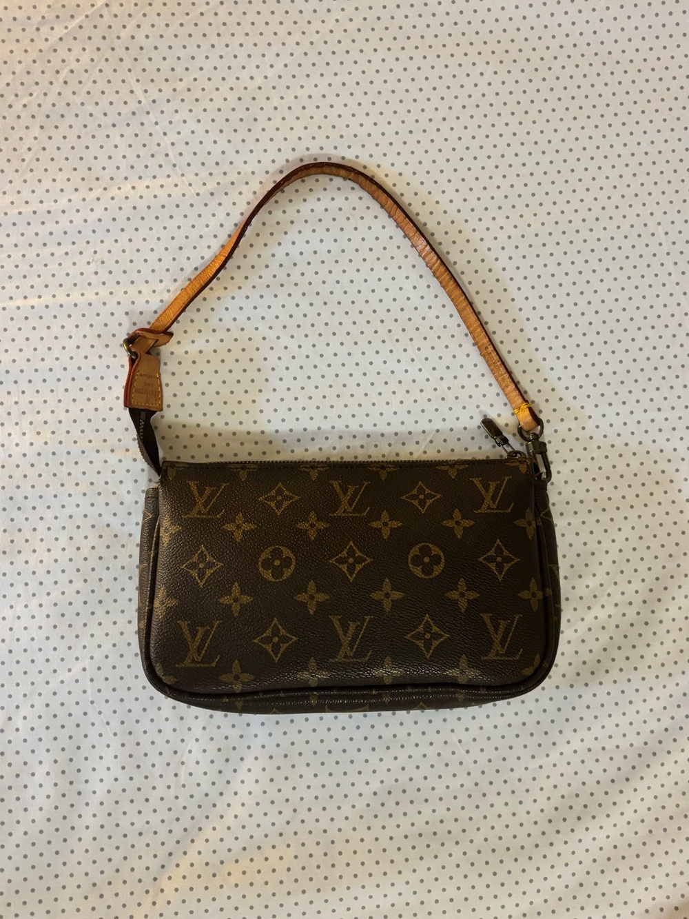 Designer inspired vintage  Monogram Shoulder Bag with Vachetta Strap